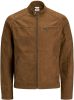 JACK & JONES ESSENTIALS imitatieleren tussenjas Rocky camel online kopen
