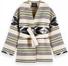 Scotch & Soda Ikat jacquard blanket wrap coat 167442 22 Pflm A31 , Beige, Dames online kopen